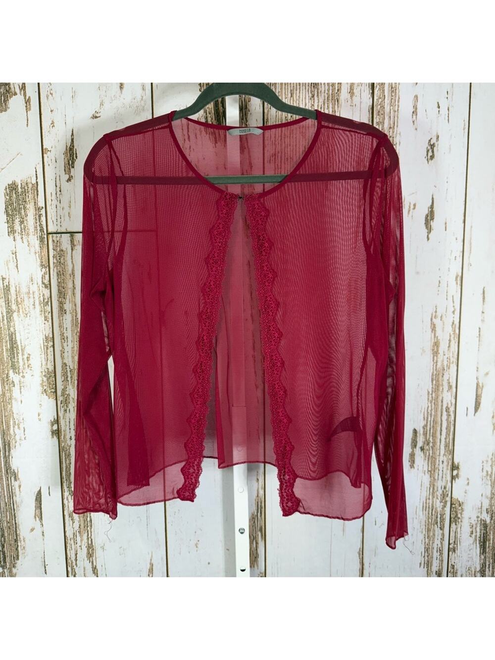 Marks & Spencer, Sheer Red Lace Trim Top. 90's style. Size 12UK. Excellent cond!